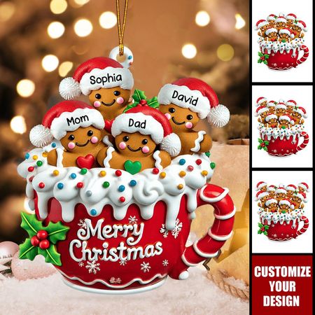 Personalized Gingerbread Family Christmas Ornament